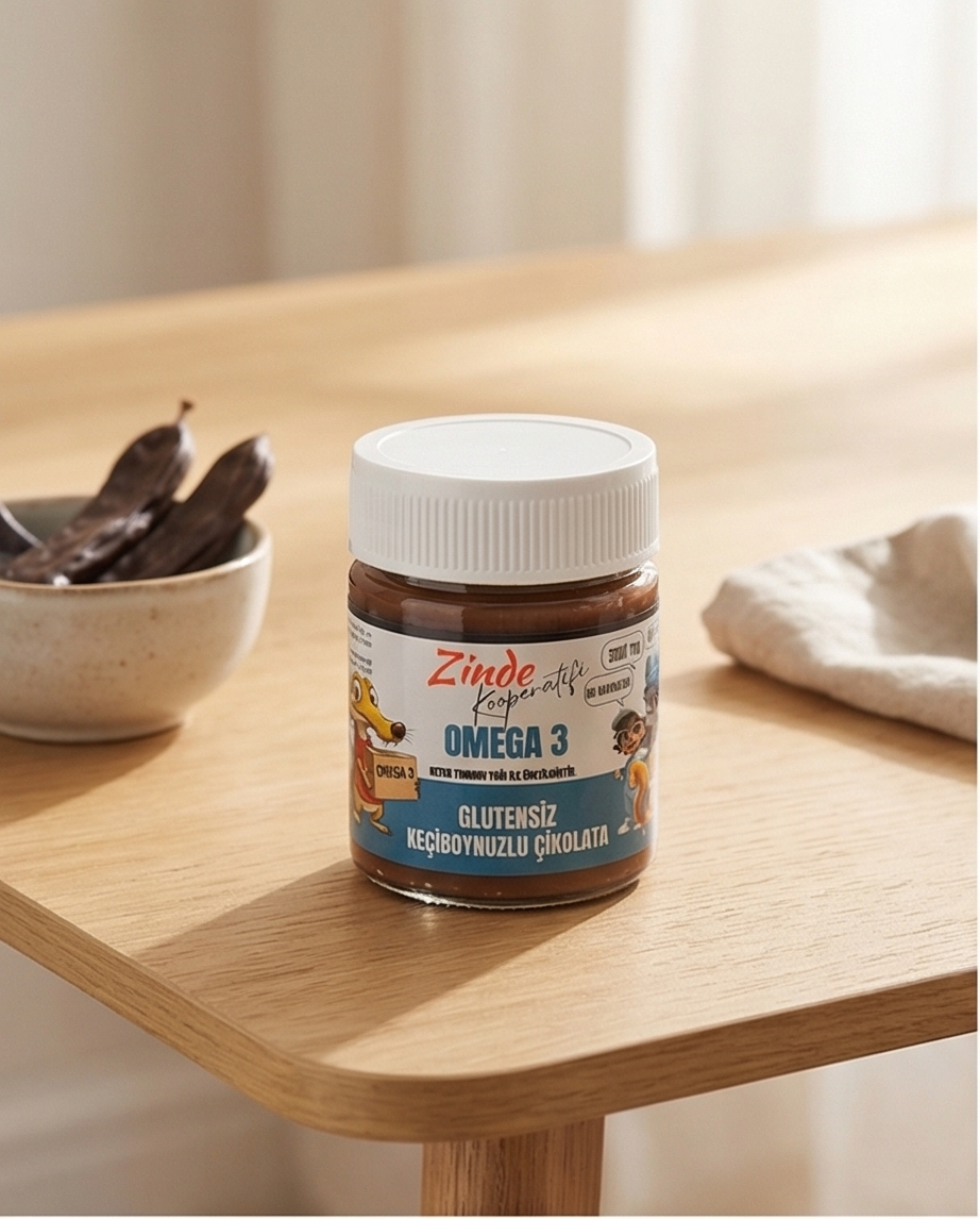 ZİNDE KOOP. GLUTENSİZ OMEGA 3 KEÇİBOYNUZU ÇİKOLATA 300 GR