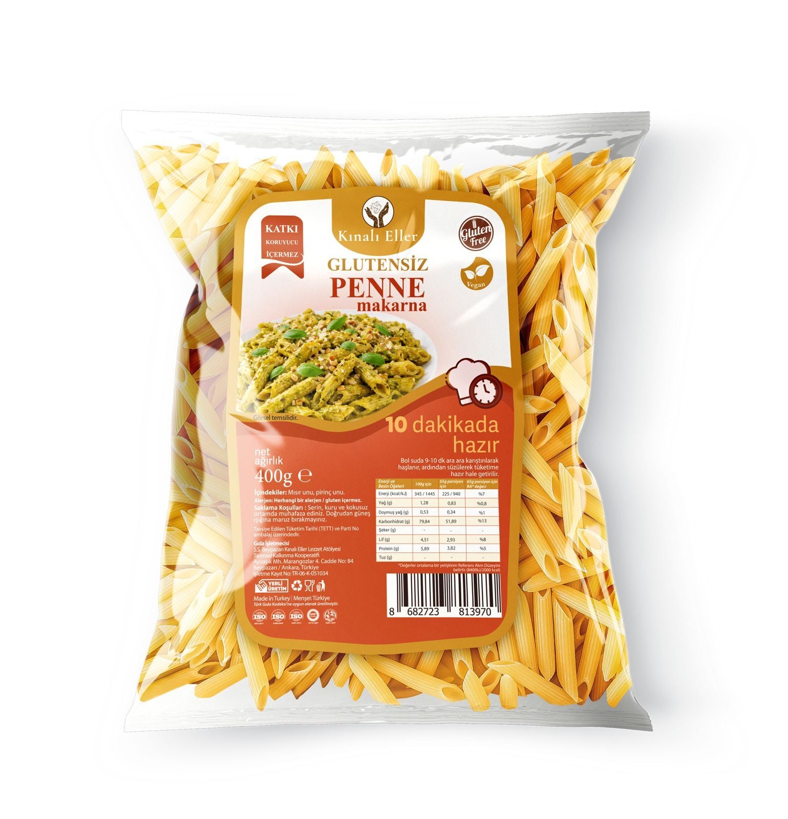 KINALIELLER KOOP. GLUTENSİZ PENNE MAKARNA 400 GR