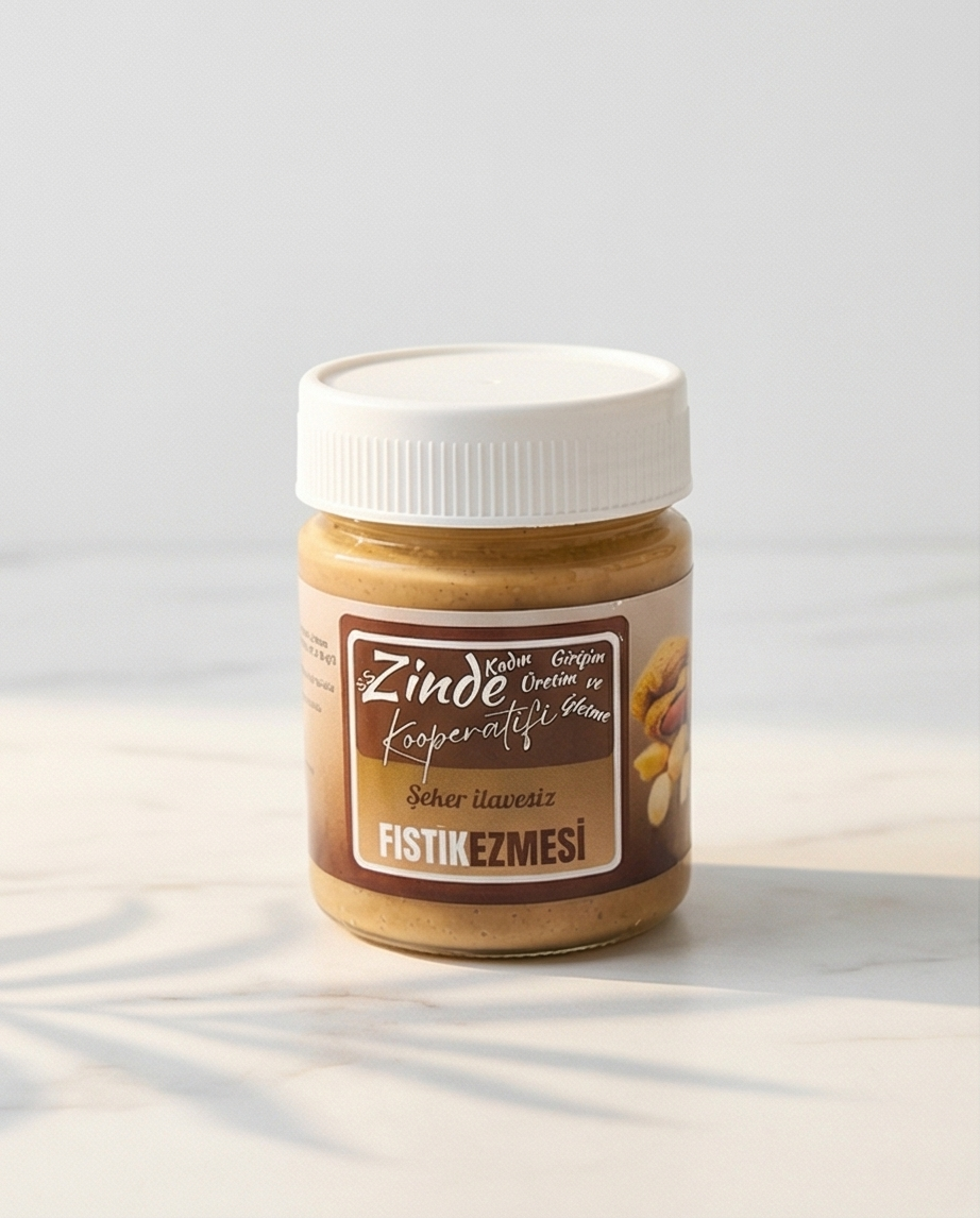 ZINDE KOOP. GLUTENSİZ FISTIK EZMESİ ŞEKER İLAVESİZ 300GR
